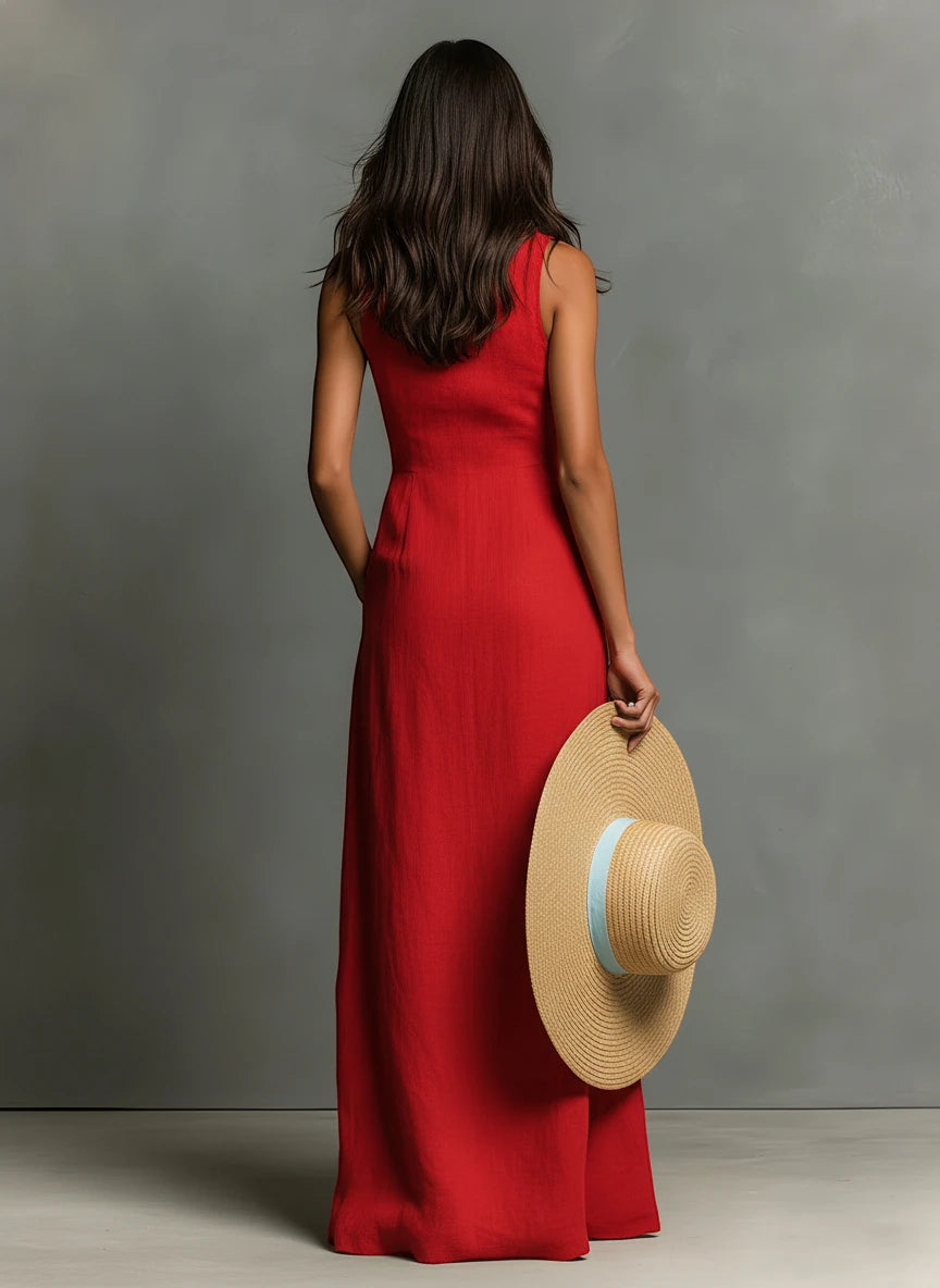 Women's Casual Maxi Summer Dress with Collared Neckline