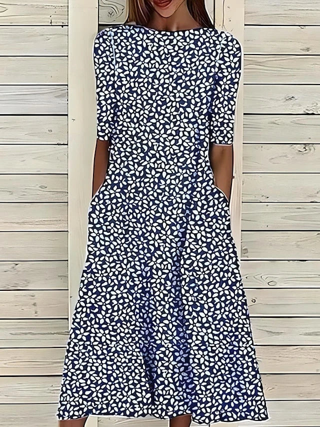 Women's Casual Midi Summer Dress with Pocket