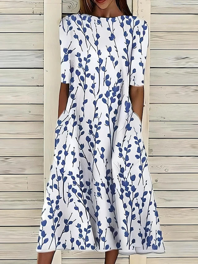 Women's Casual Midi Summer Dress with Pocket