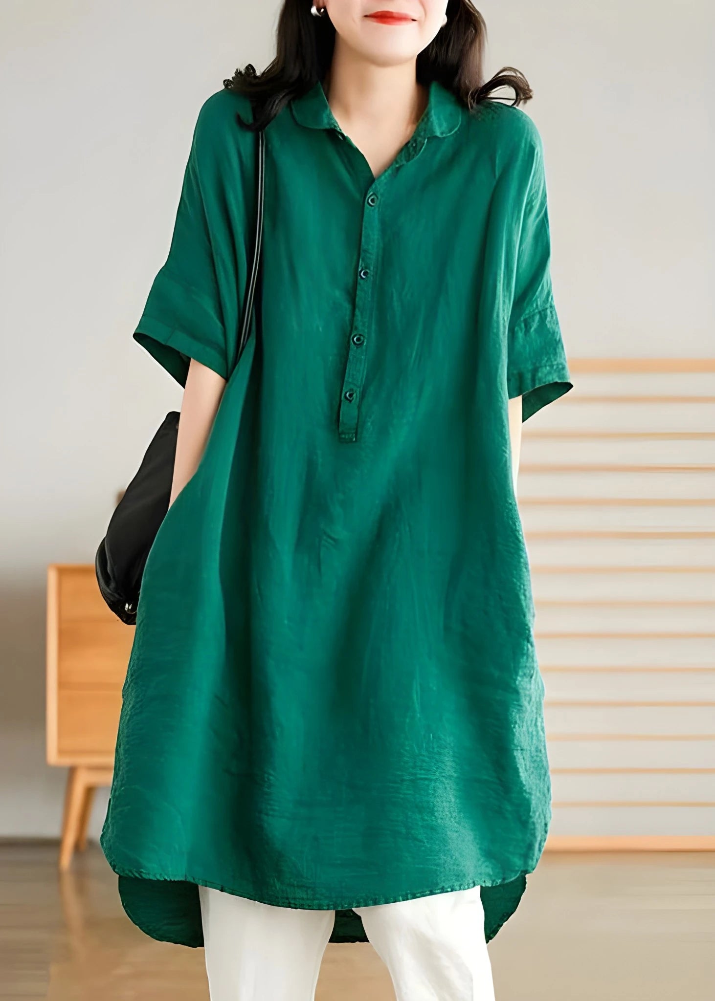 Women's Casual Plus Size Midi Summer Dress with Short Sleeve