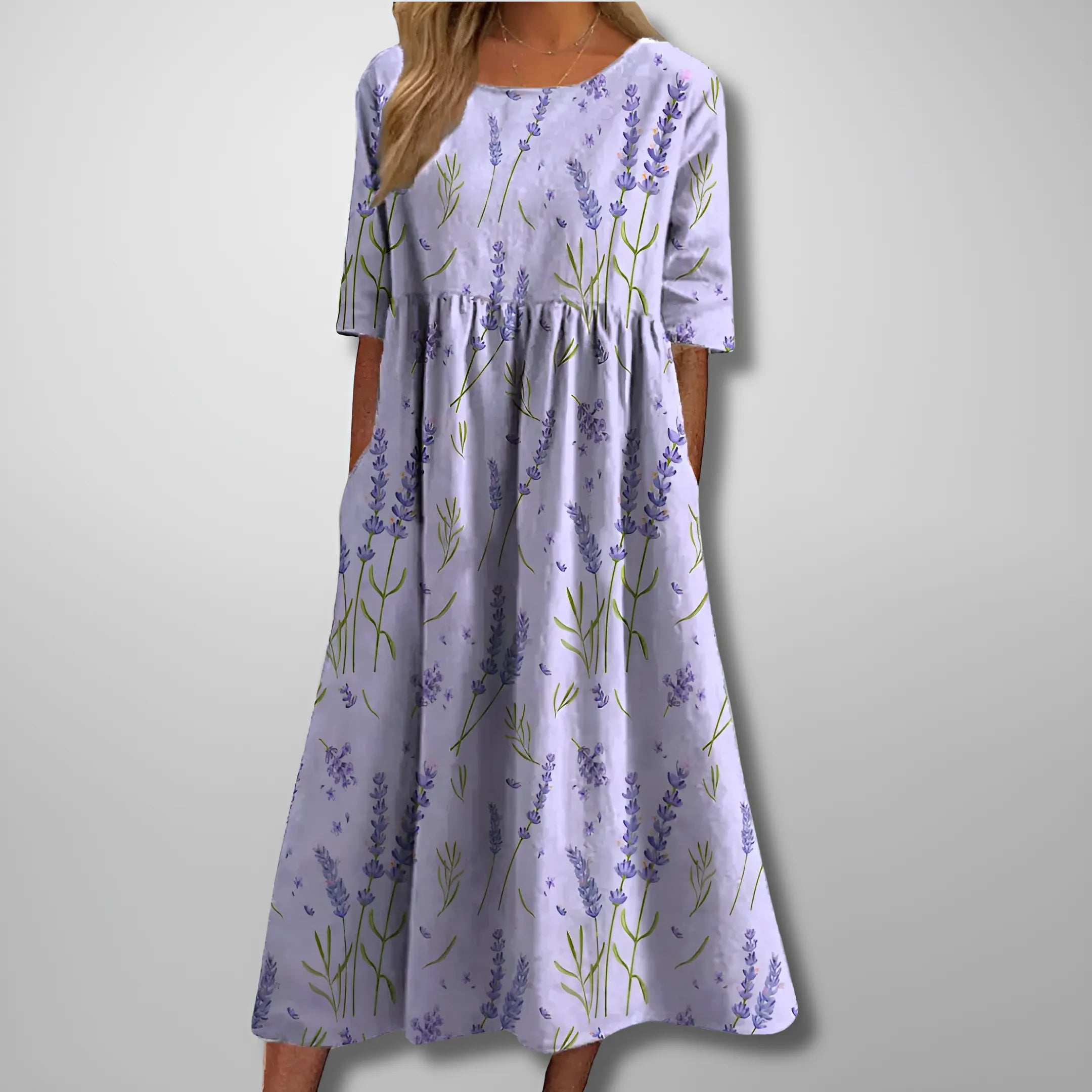 Women's Casual Printed Midi Summer Dress with Short Sleeve
