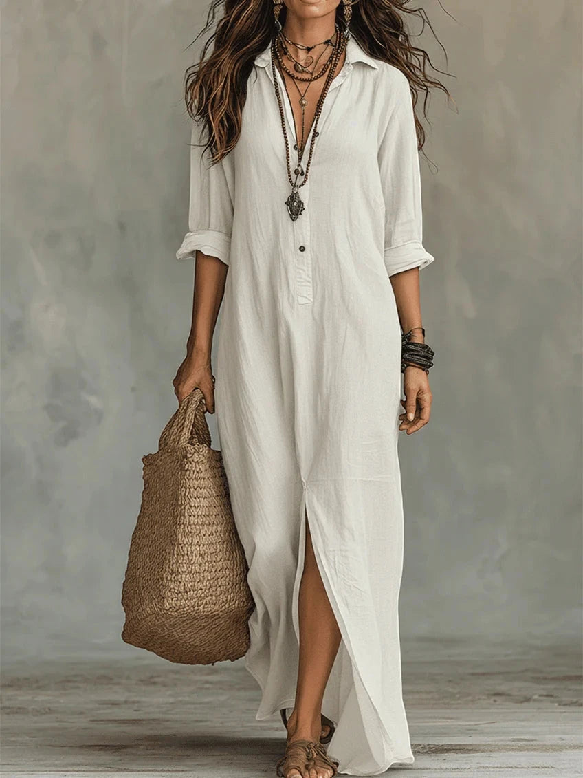 Women's Casual Summer Maxi Dress with Long Sleeves