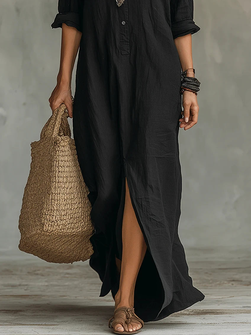Women's Casual Summer Maxi Dress with Long Sleeves