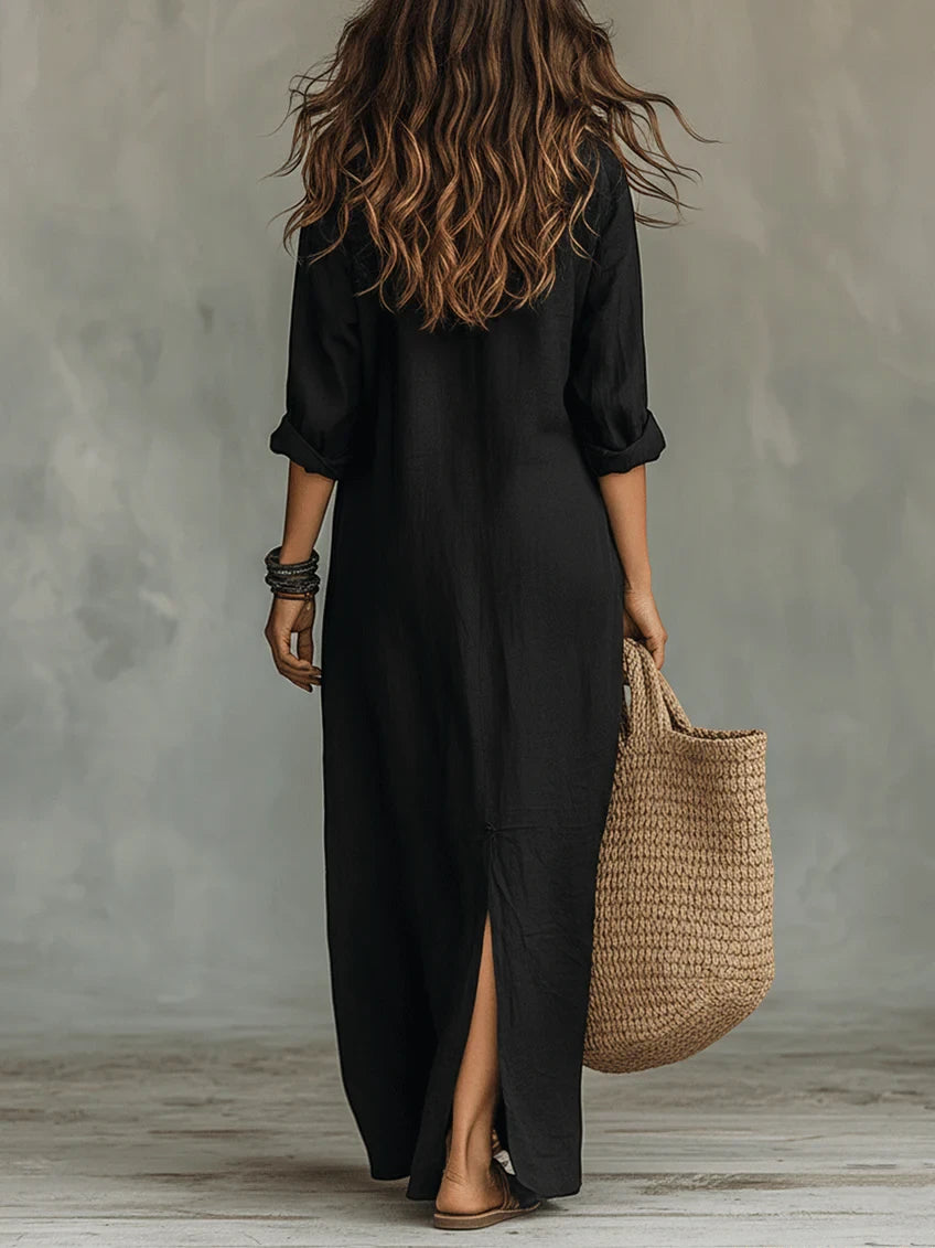 Women's Casual Summer Maxi Dress with Long Sleeves