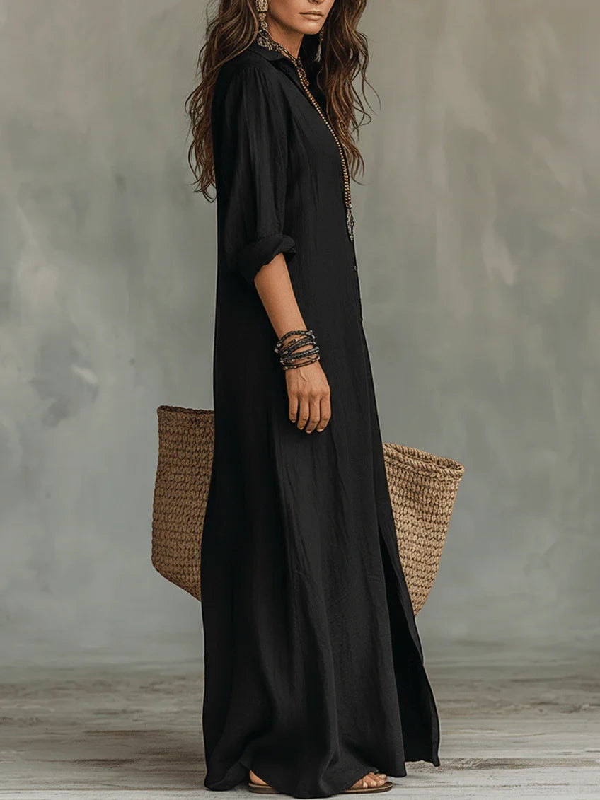 Women's Casual Summer Maxi Dress with Long Sleeves