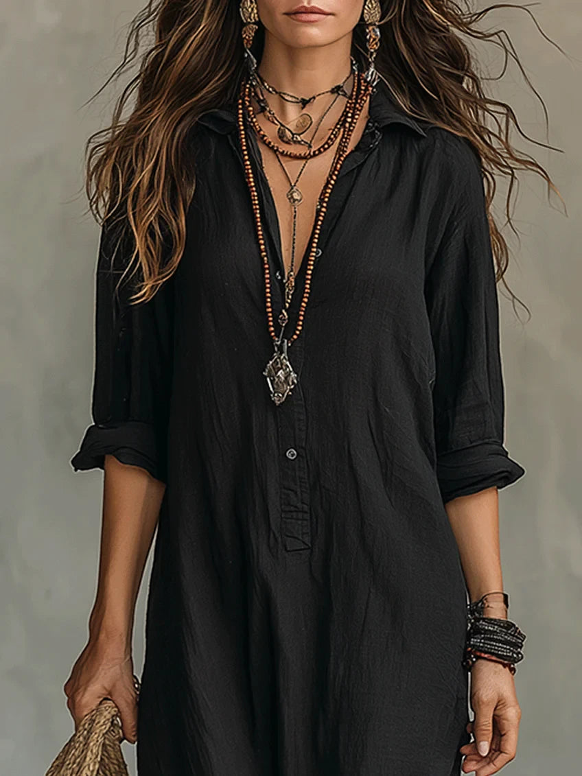 Women's Casual Summer Maxi Dress with Long Sleeves