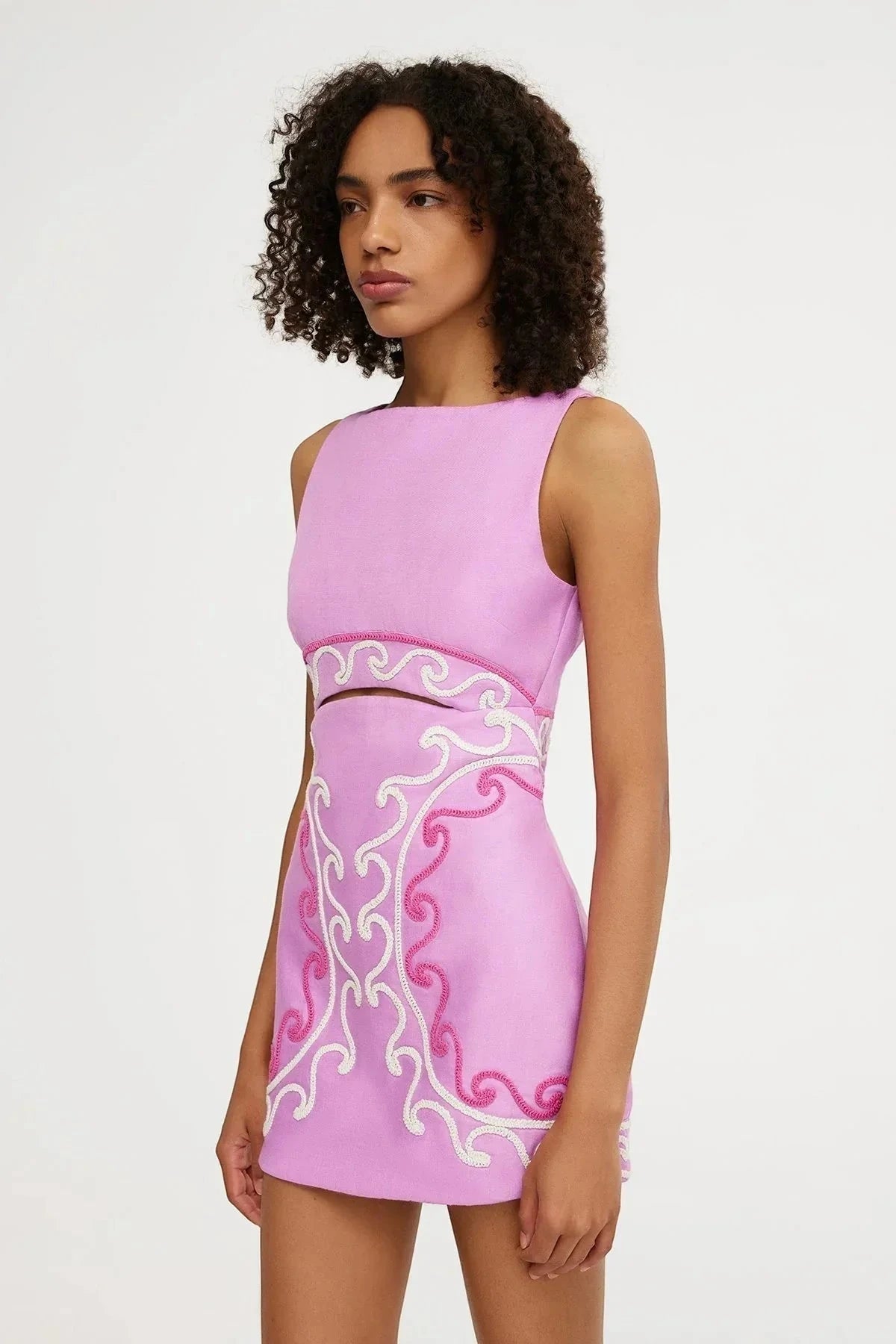 Women's Cute Elegant Mini Summer Dress with Embroidered