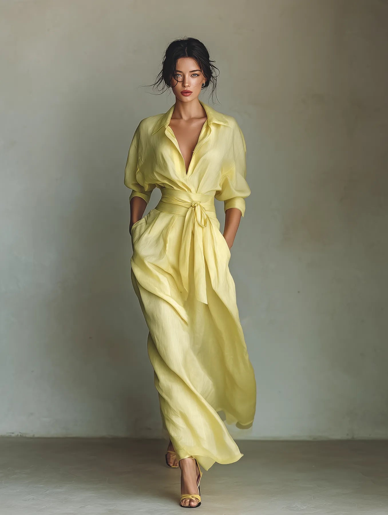 Women's Elegant Casual Maxi Summer Dress with V-Neck