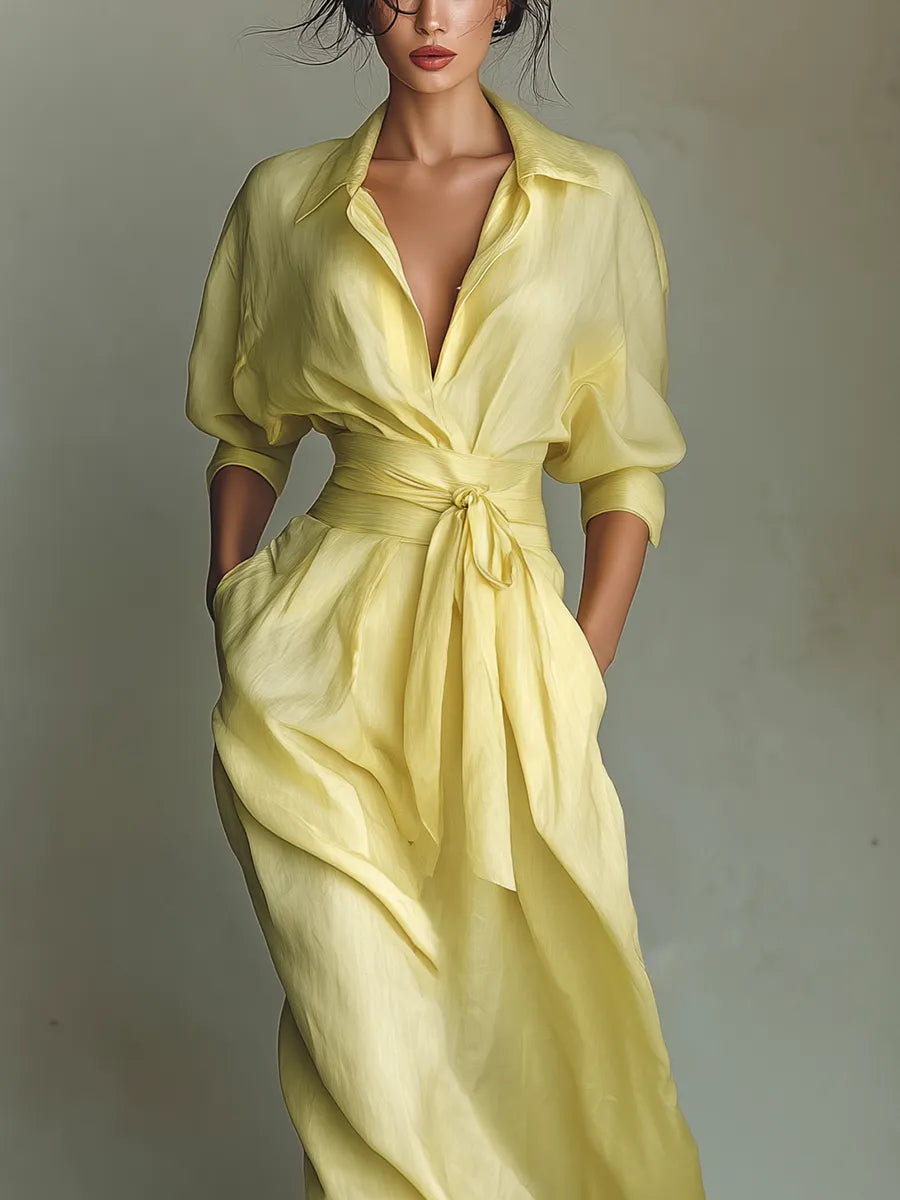 Women's Elegant Casual Maxi Summer Dress with V-Neck