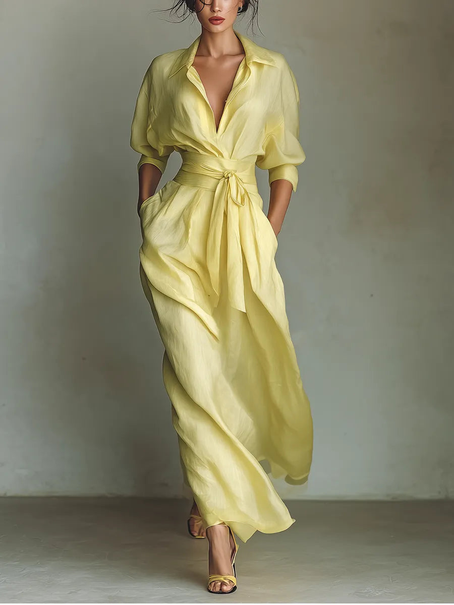 Women's Elegant Casual Maxi Summer Dress with V-Neck