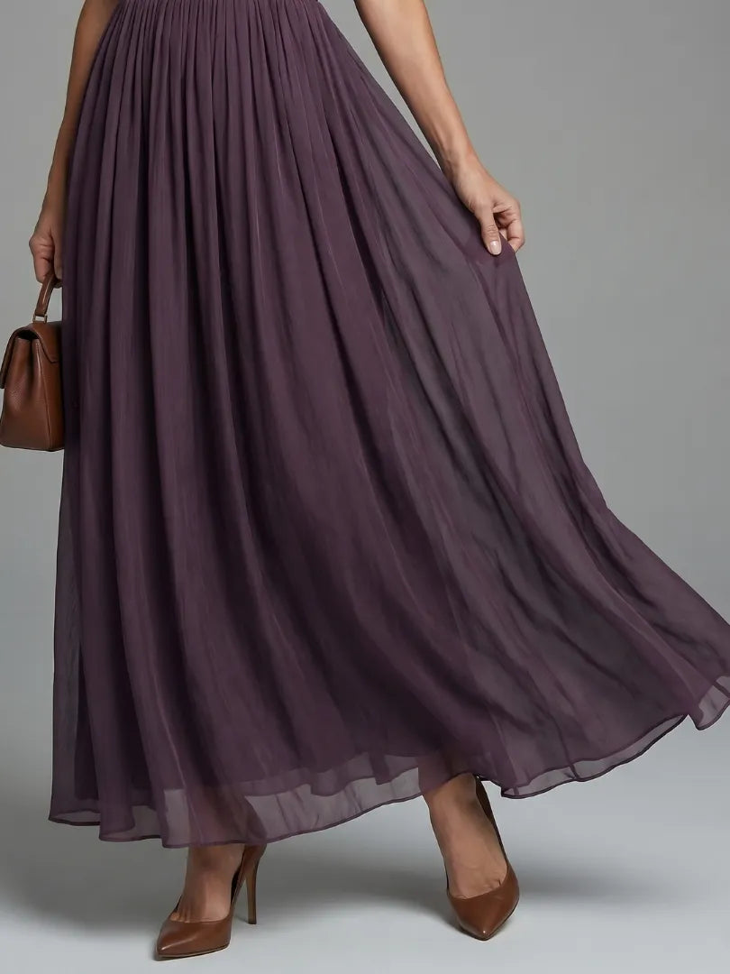 Women's Elegant Flowy Maxi Summer Dress with Short Sleeve