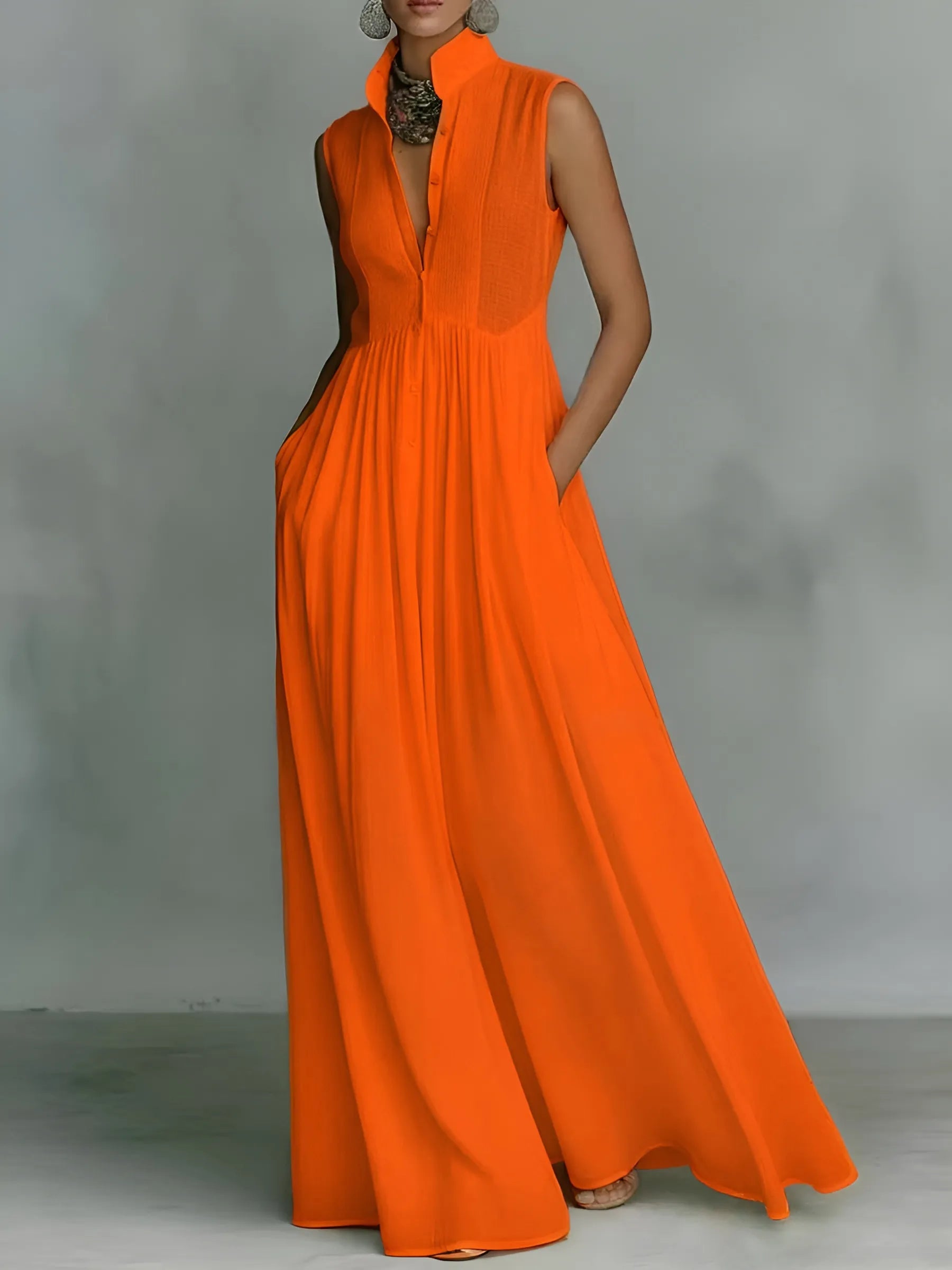 Women's Elegant Flowy Maxi Summer Dress with Sleeveless