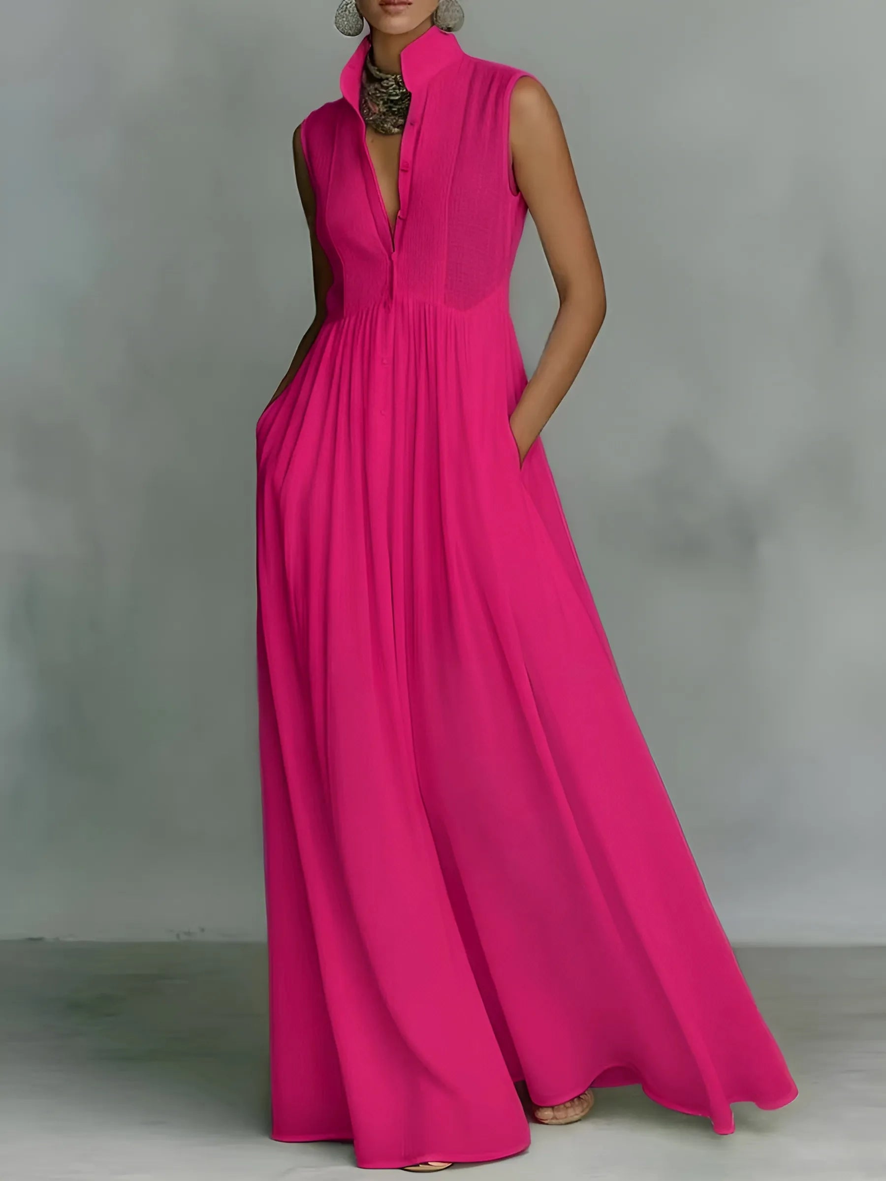 Women's Elegant Flowy Maxi Summer Dress with Sleeveless