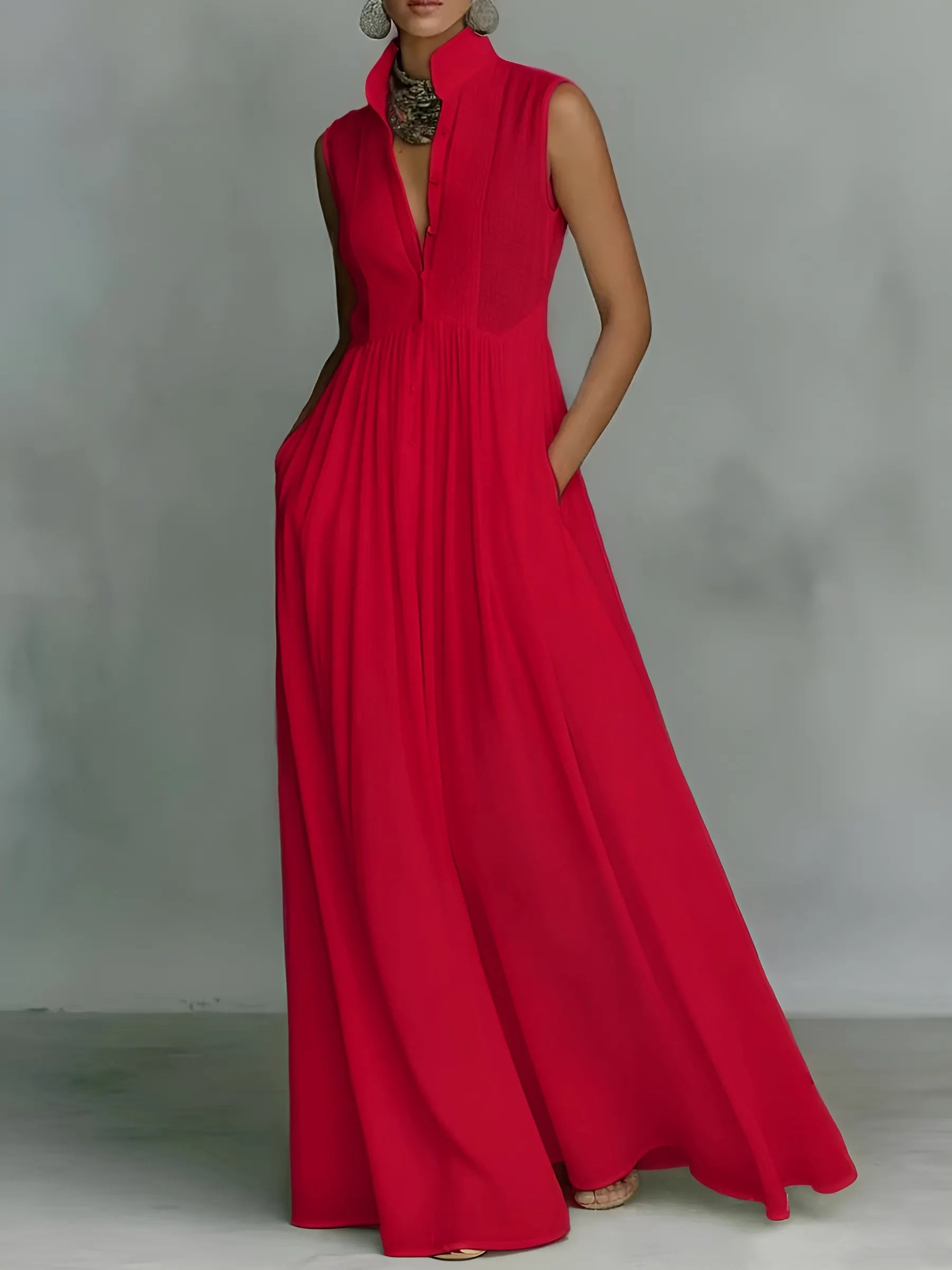 Women's Elegant Flowy Maxi Summer Dress with Sleeveless