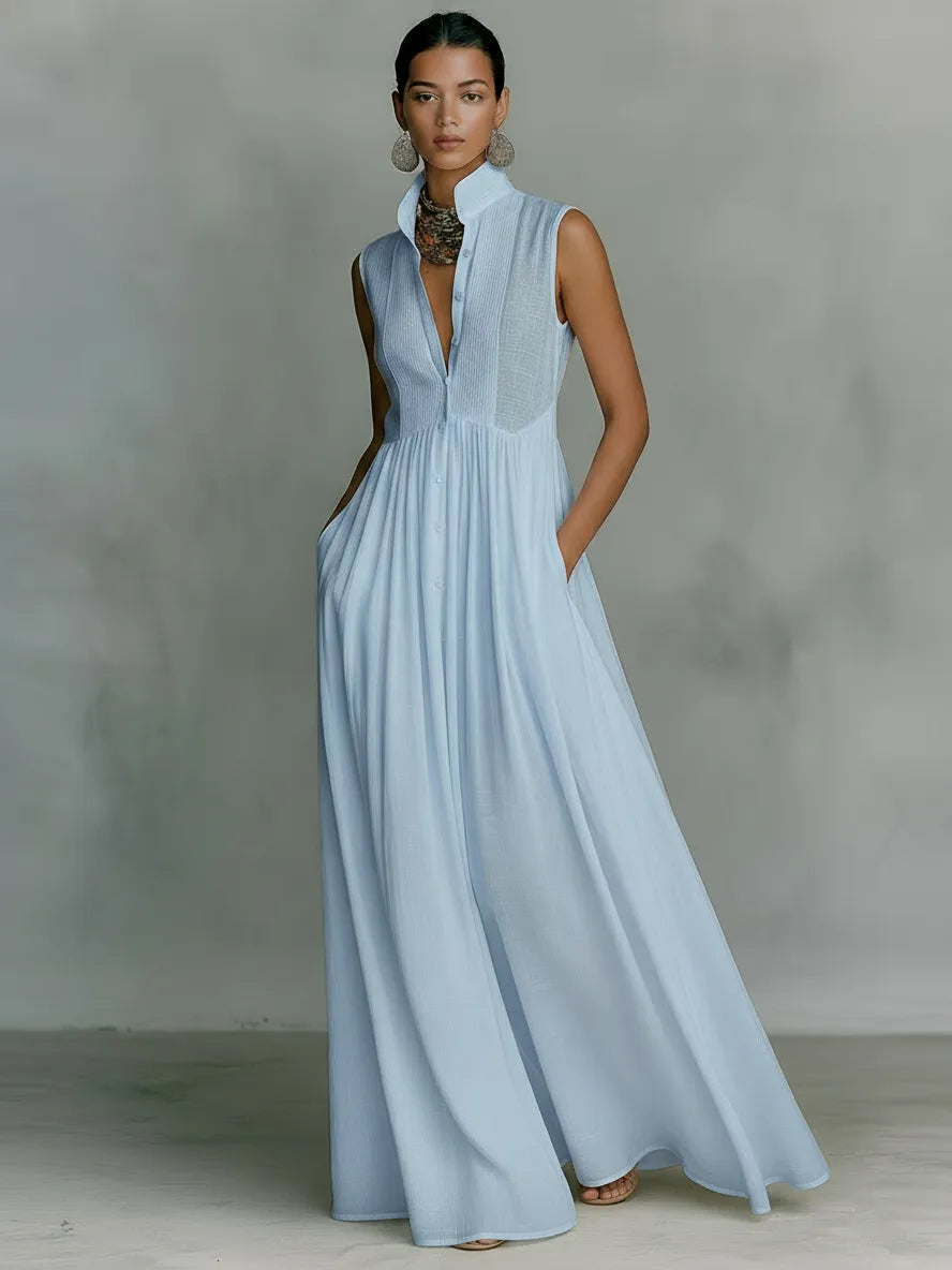 Women's Elegant Flowy Maxi Summer Dress with Sleeveless