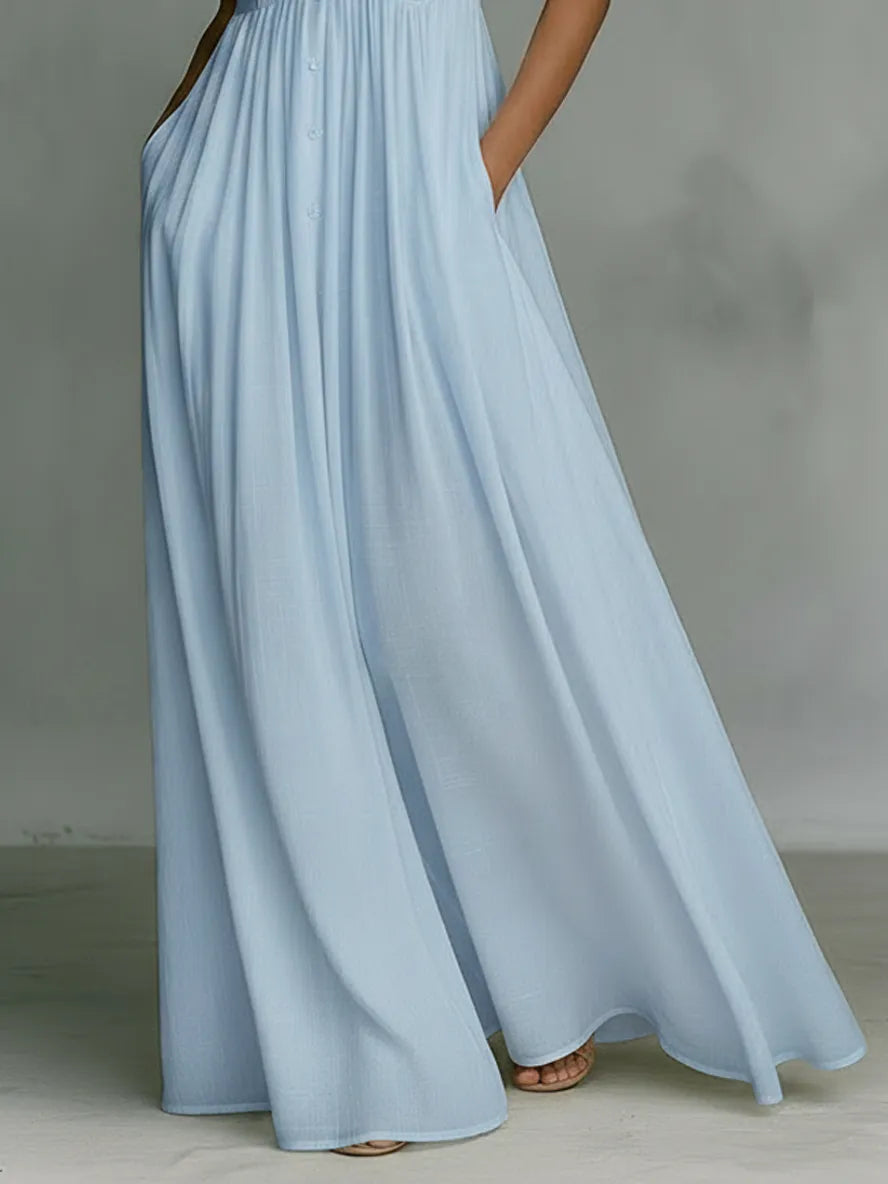 Women's Elegant Flowy Maxi Summer Dress with Sleeveless