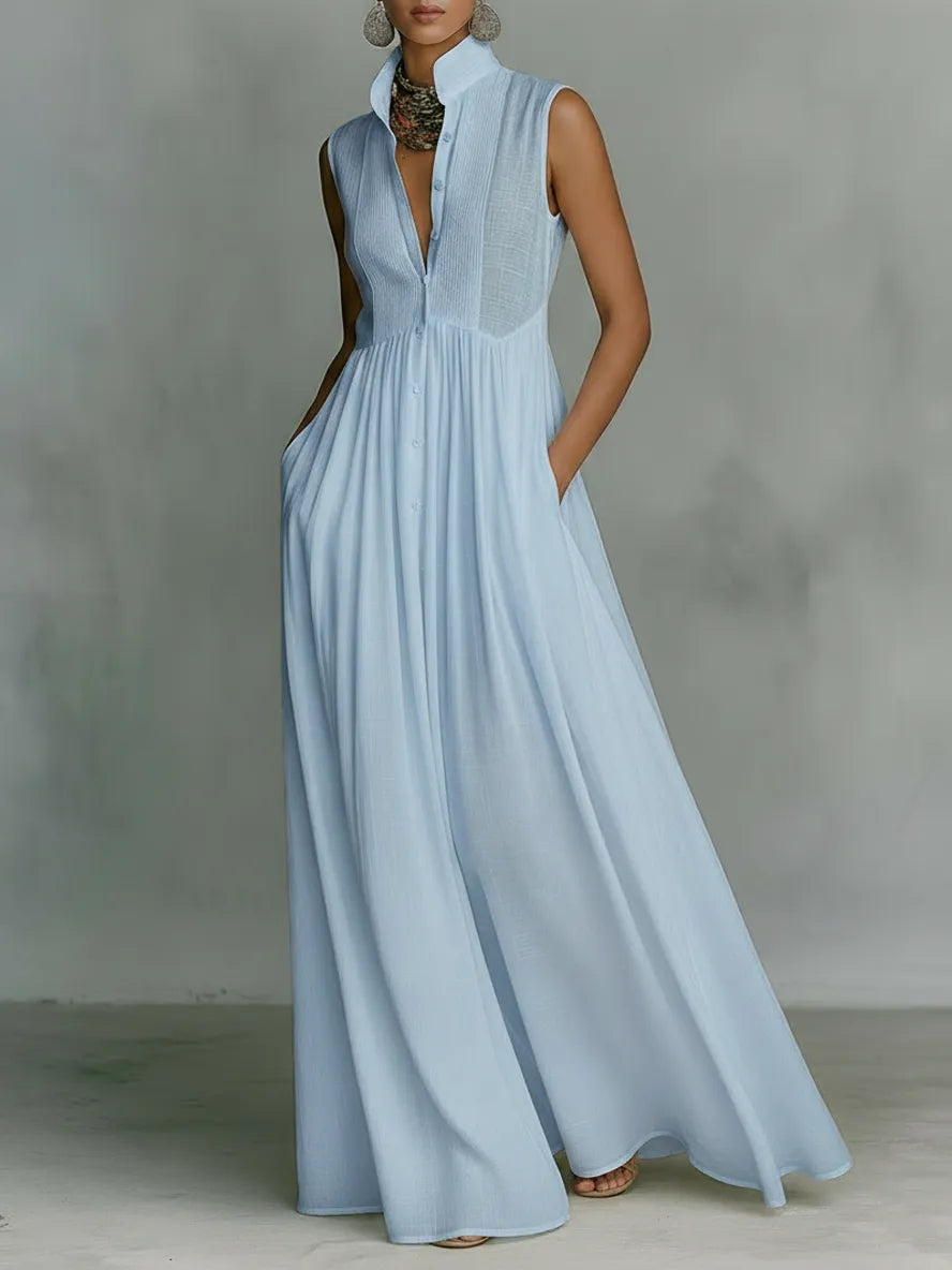 Women's Elegant Flowy Maxi Summer Dress with Sleeveless