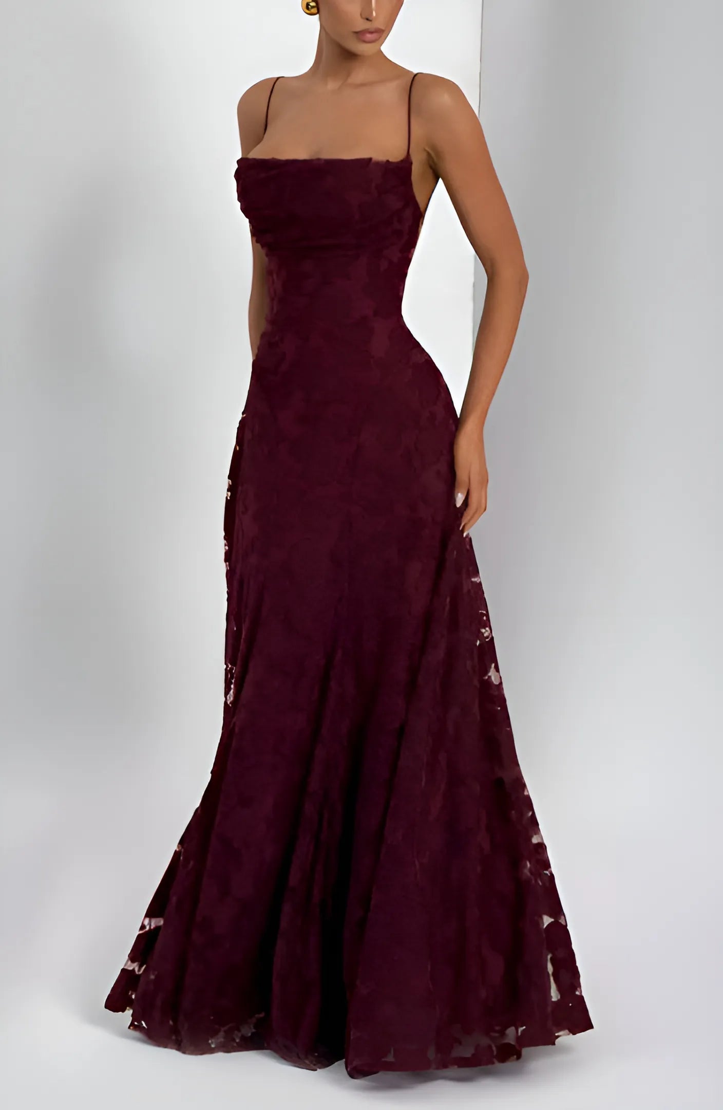 Women's Elegant Formal Maxi Wedding Guest Dress with Open Back