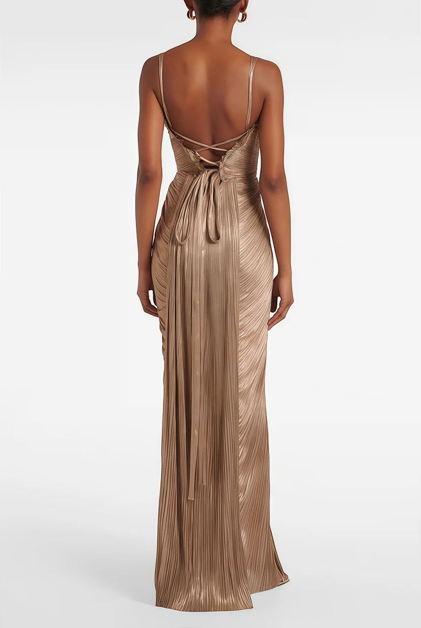 Women's Elegant Formal Maxi Wedding Guest Dress with Slit