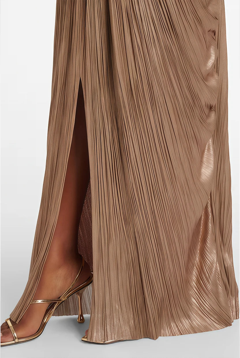 Women's Elegant Formal Maxi Wedding Guest Dress with Slit