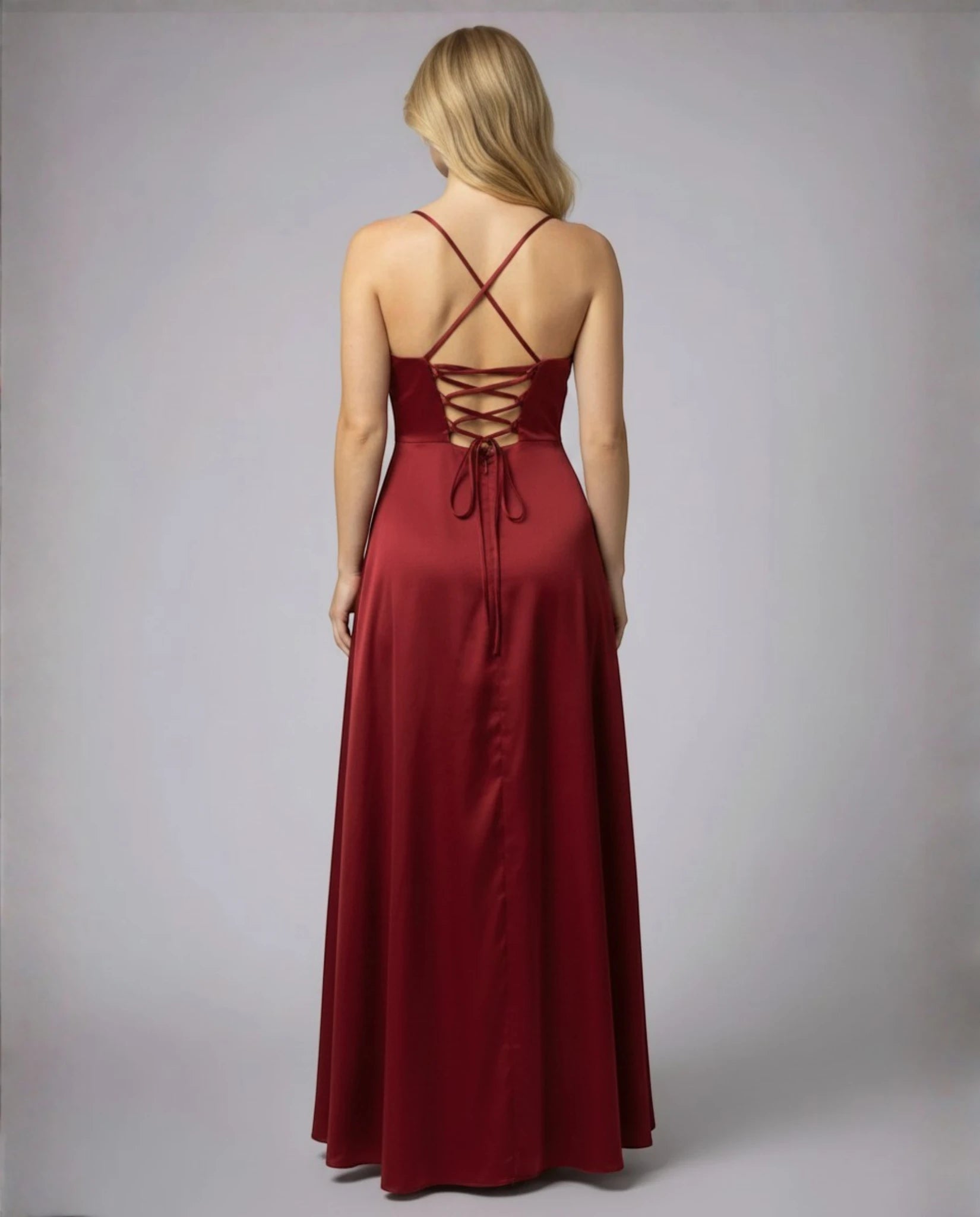 Women's Elegant Maxi Wedding Guest Dress with Cowl Neck and Slit
