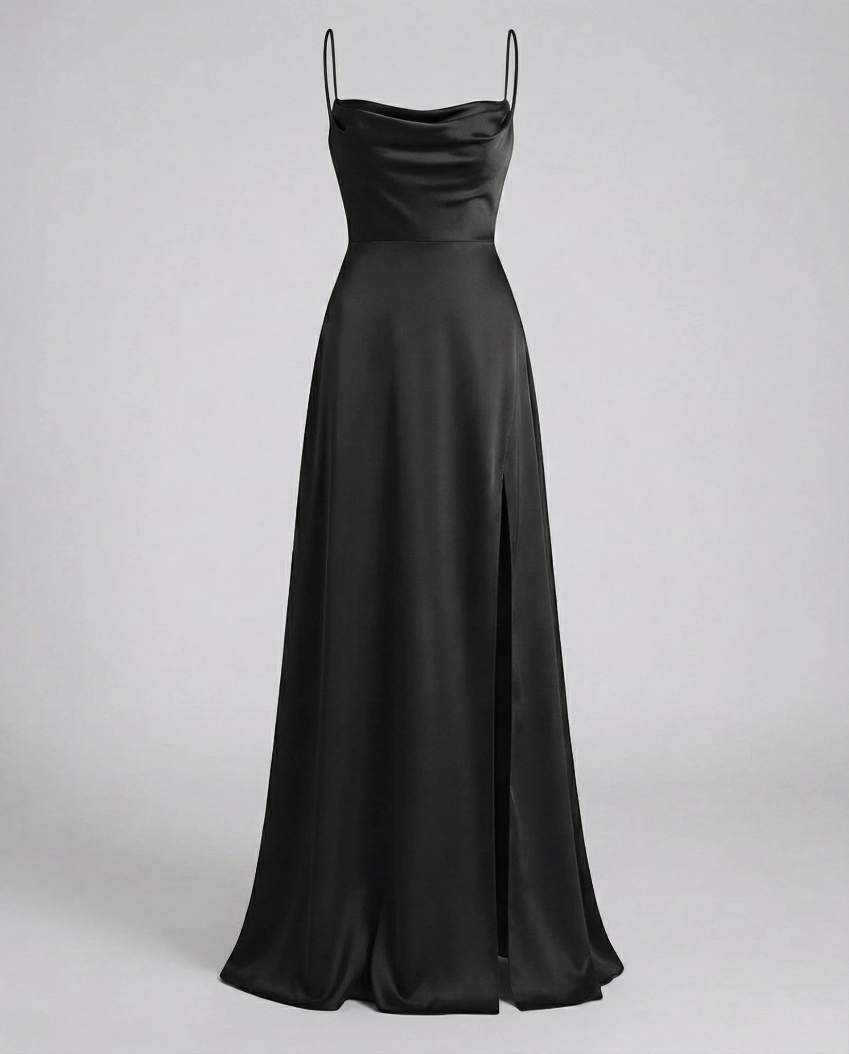 Women's Elegant Maxi Wedding Guest Dress with Cowl Neck and Slit