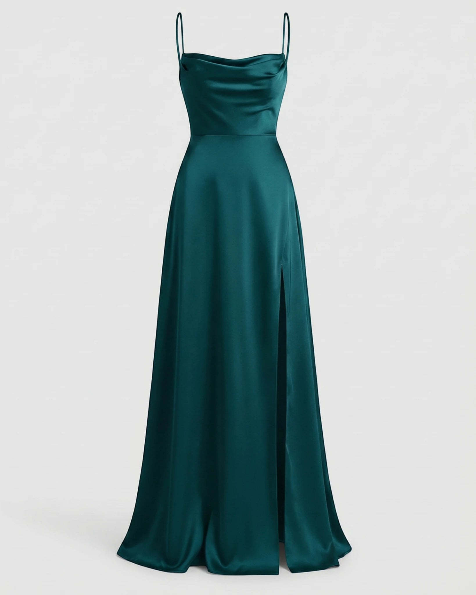 Women's Elegant Maxi Wedding Guest Dress with Cowl Neck and Slit