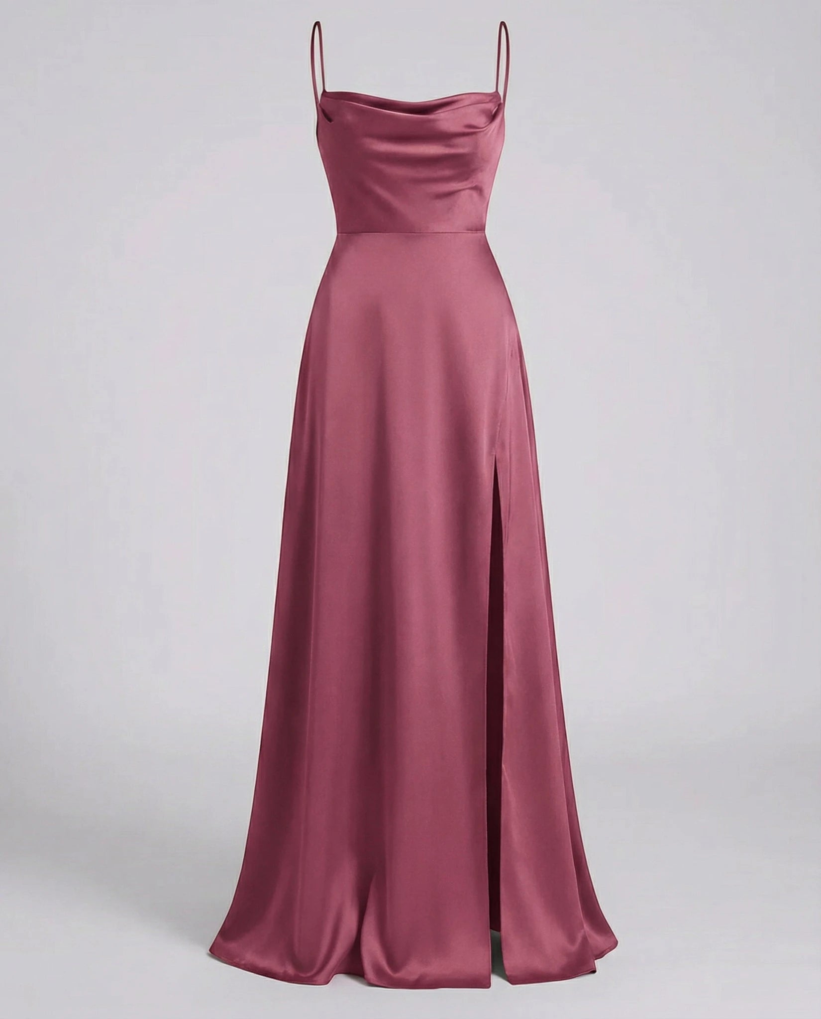 Women's Elegant Maxi Wedding Guest Dress with Cowl Neck and Slit