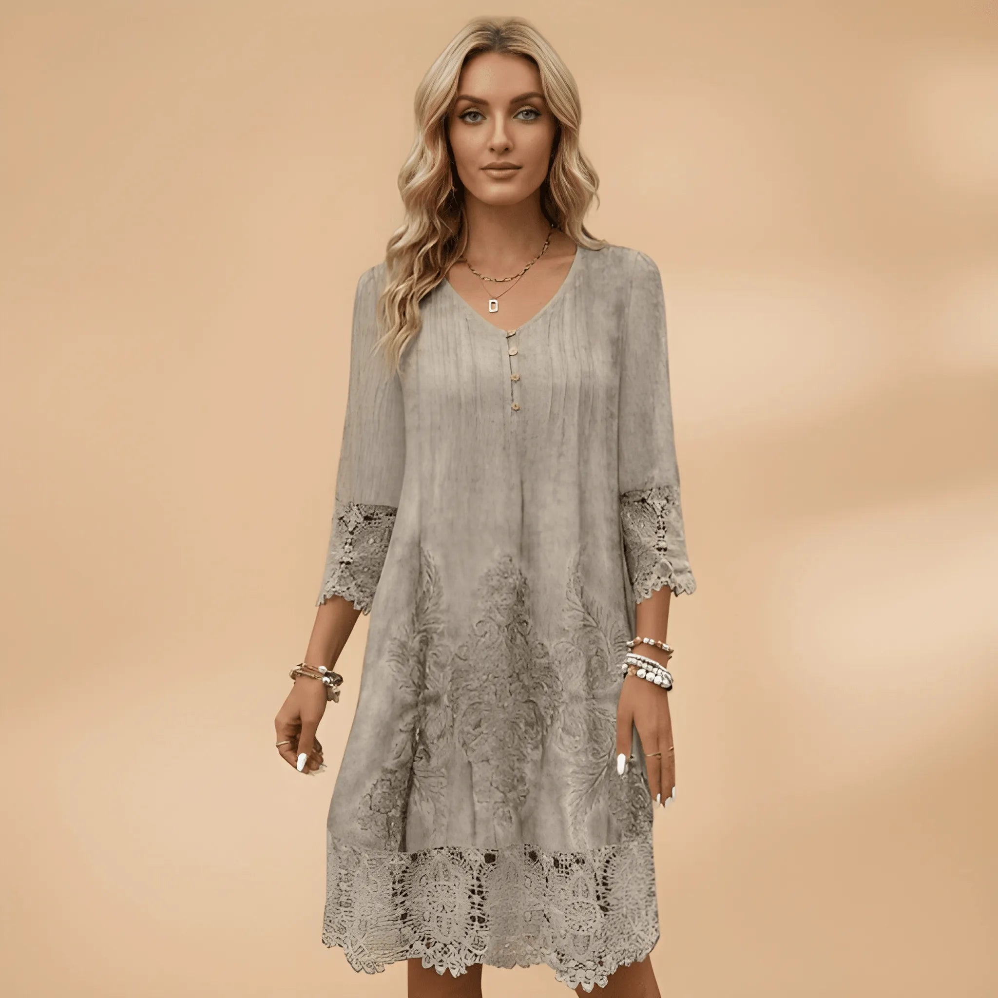 Women's Vintage Elegant Midi Summer Dress with Lace