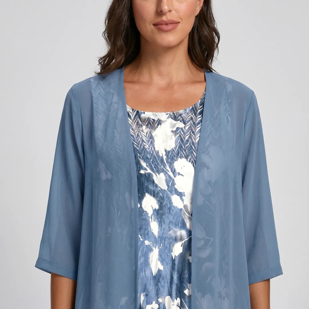 Women's Flowy Printed Midi Summer Dress with 3/4 Sleeve