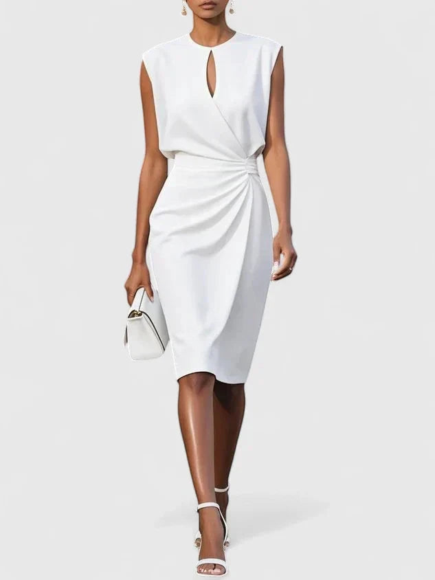 Women's Formal Elegant Midi Wedding Guest Dress with High Neck