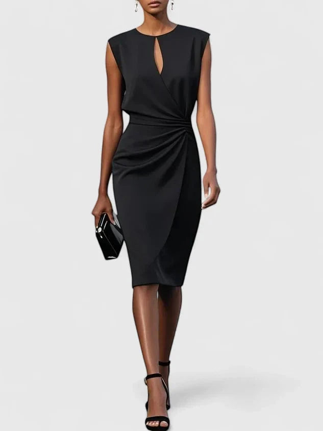 Women's Formal Elegant Midi Wedding Guest Dress with High Neck