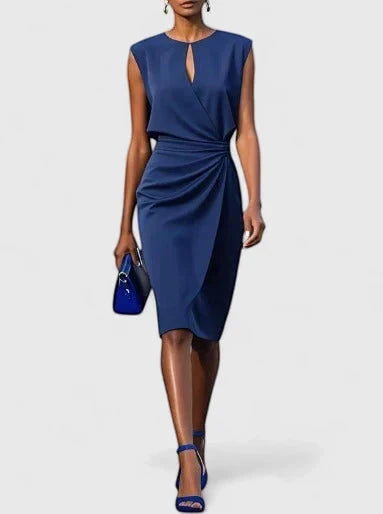 Women's Formal Elegant Midi Wedding Guest Dress with High Neck