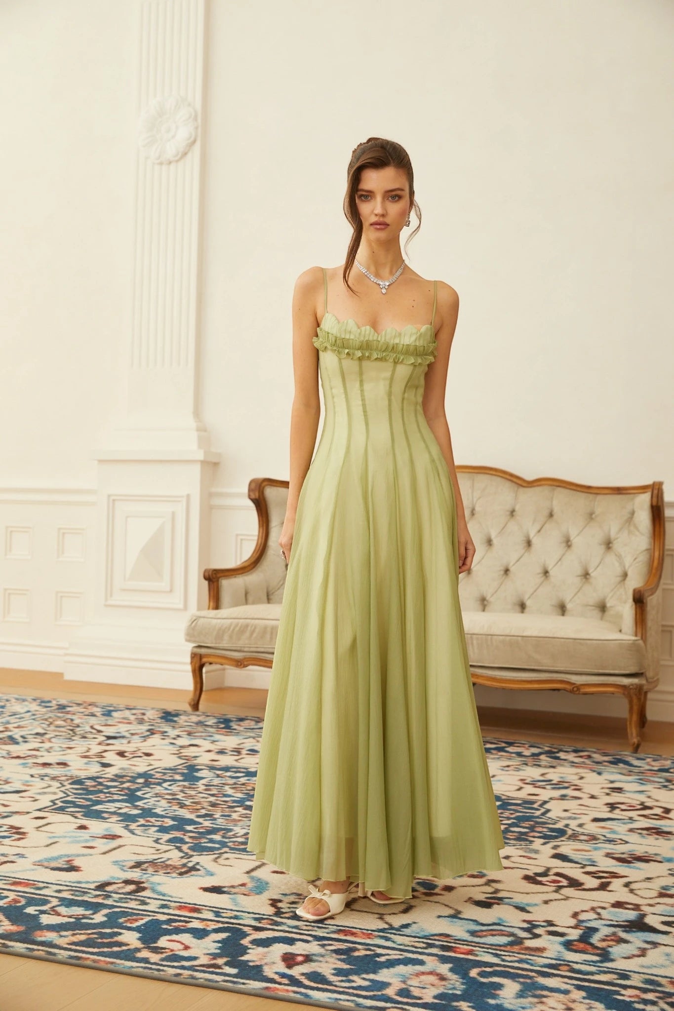 Women's Formal Flowy Maxi Wedding Guest Dress with Strapless