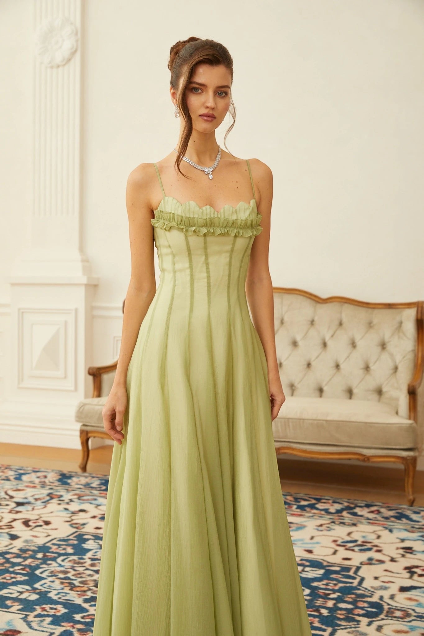 Women's Formal Flowy Maxi Wedding Guest Dress with Strapless