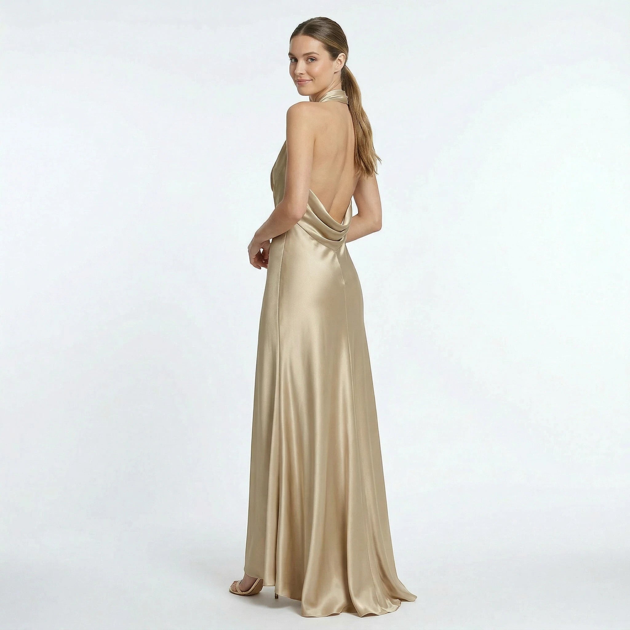 Women's Formal Long Maxi Wedding Guest Dress with Cowl Neck