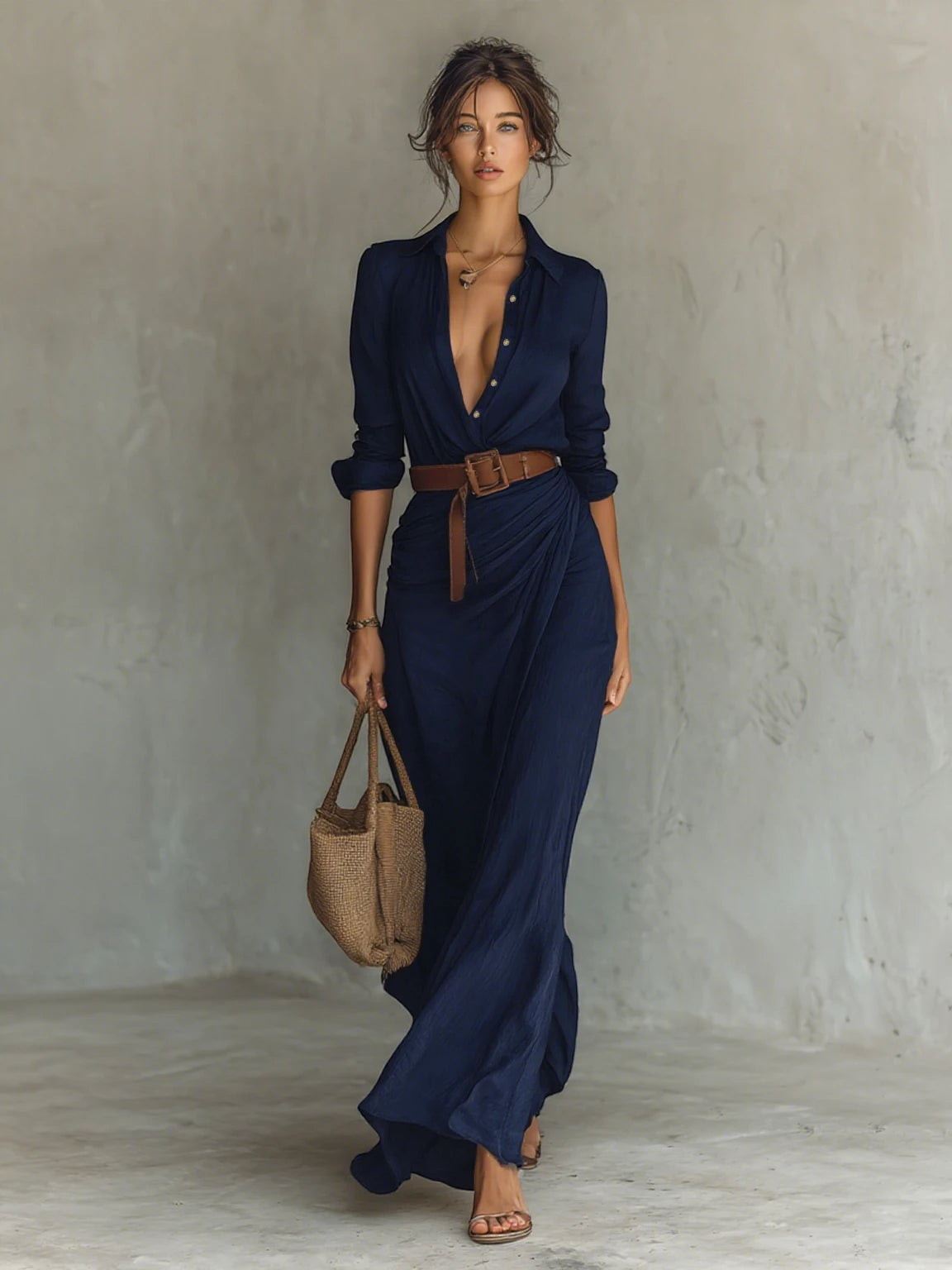 Women's Formal Maxi Summer Dress with Belt