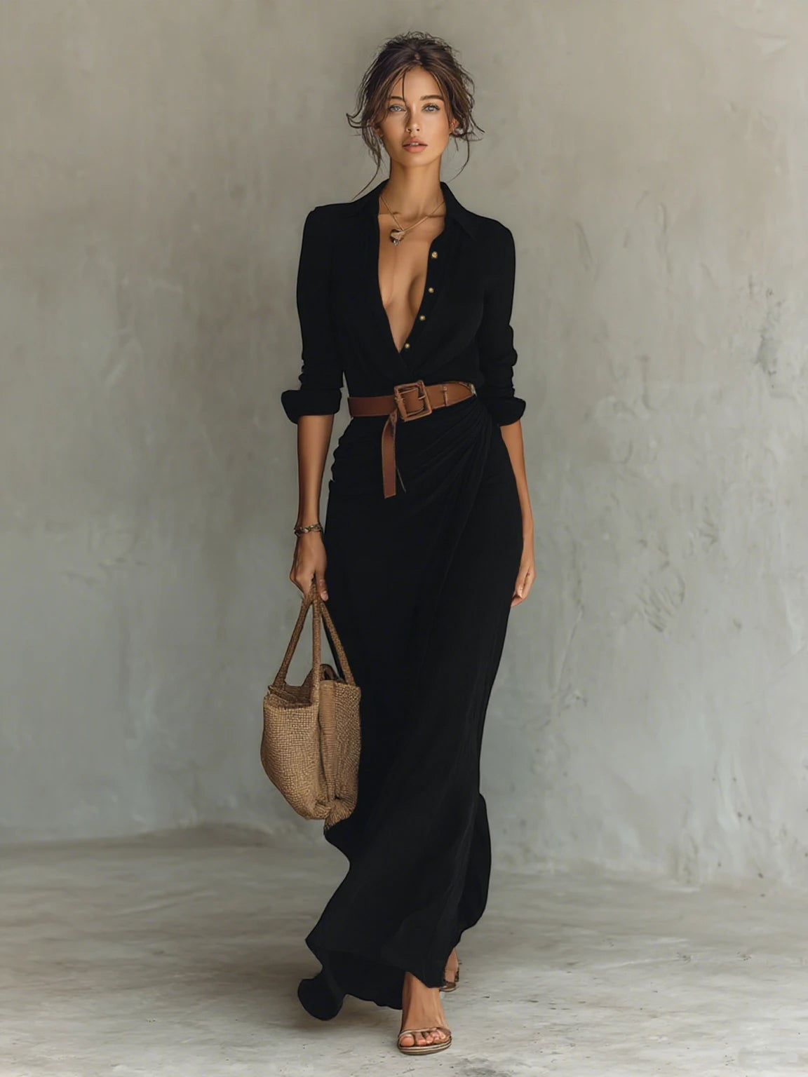 Women's Formal Maxi Summer Dress with Belt