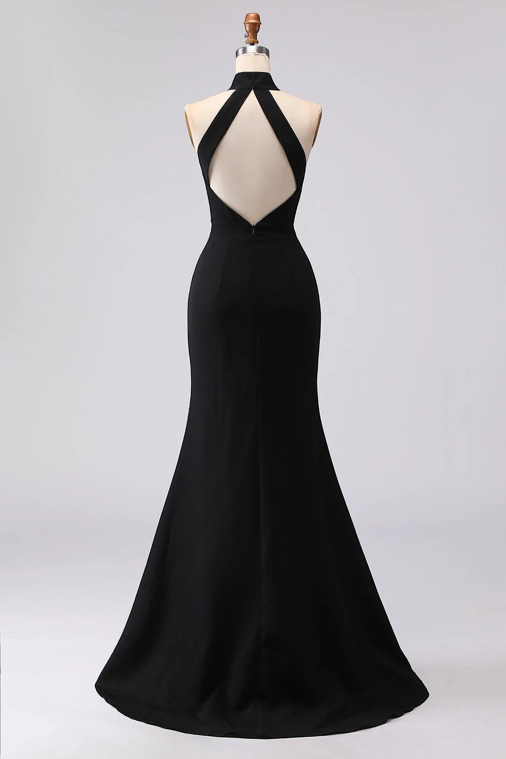 Women's Formal Maxi Wedding Guest Dress with High Neck and Slit