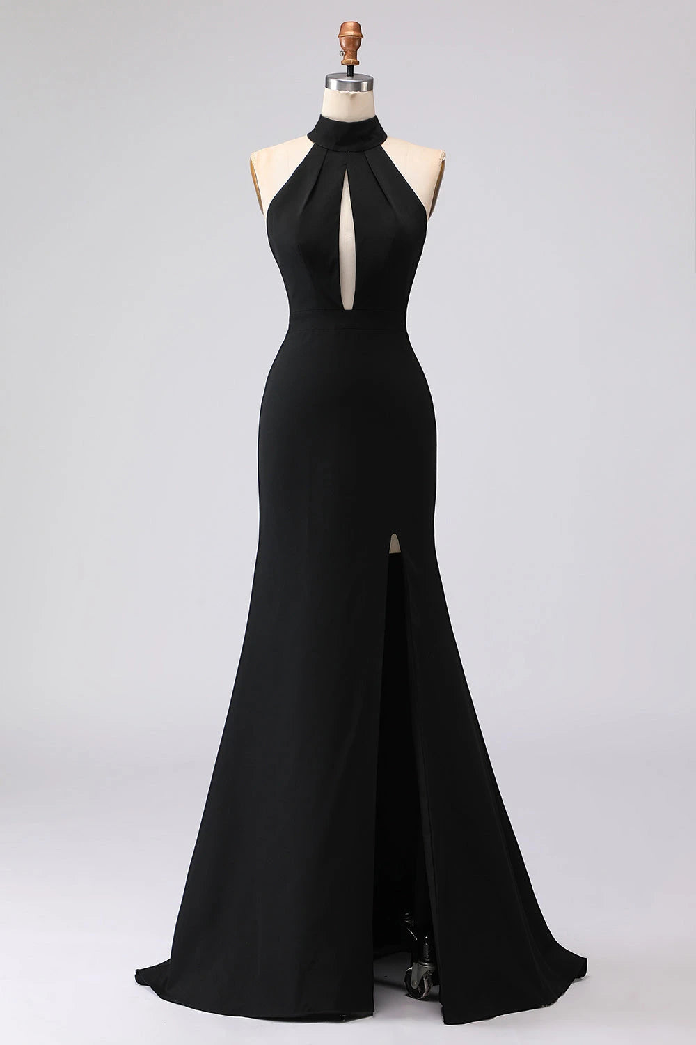 Women's Formal Maxi Wedding Guest Dress with High Neck and Slit