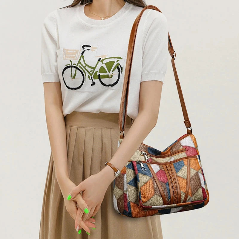 Women's Geometric Crossbody Bag | Tote Zipper