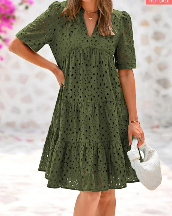 Women's Loose Midi Summer Dress with Ruffles