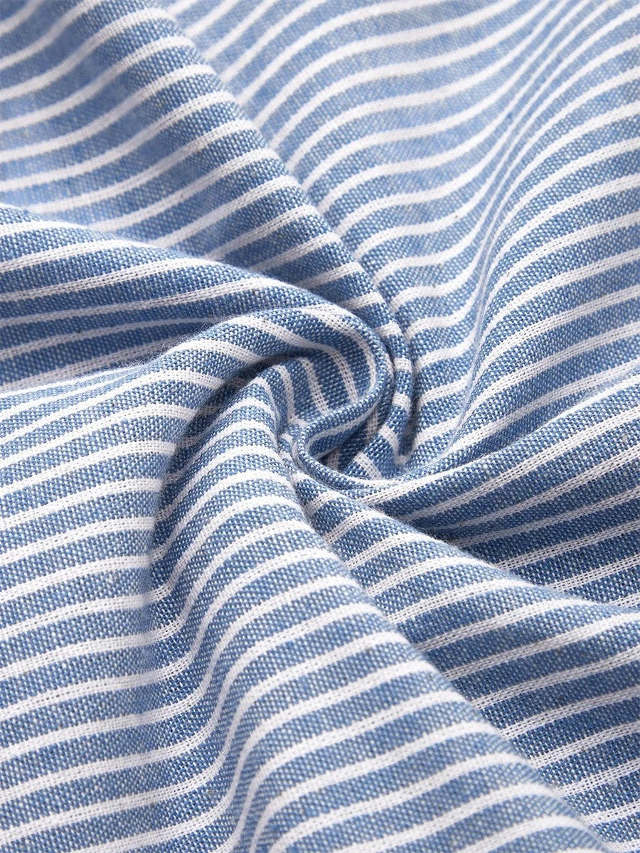 Women's Striped Midi Summer Dress with Short Sleeve