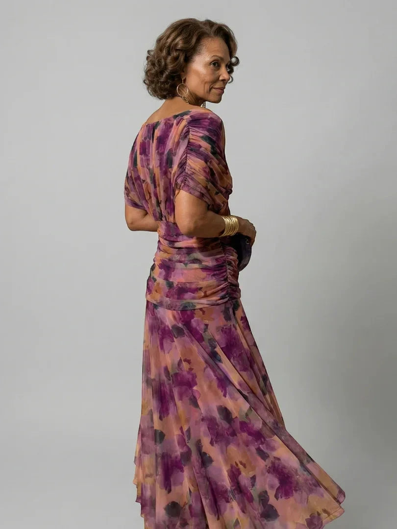 Women's Summer Midi Wedding Guest Dress with Off Shoulder Neckline