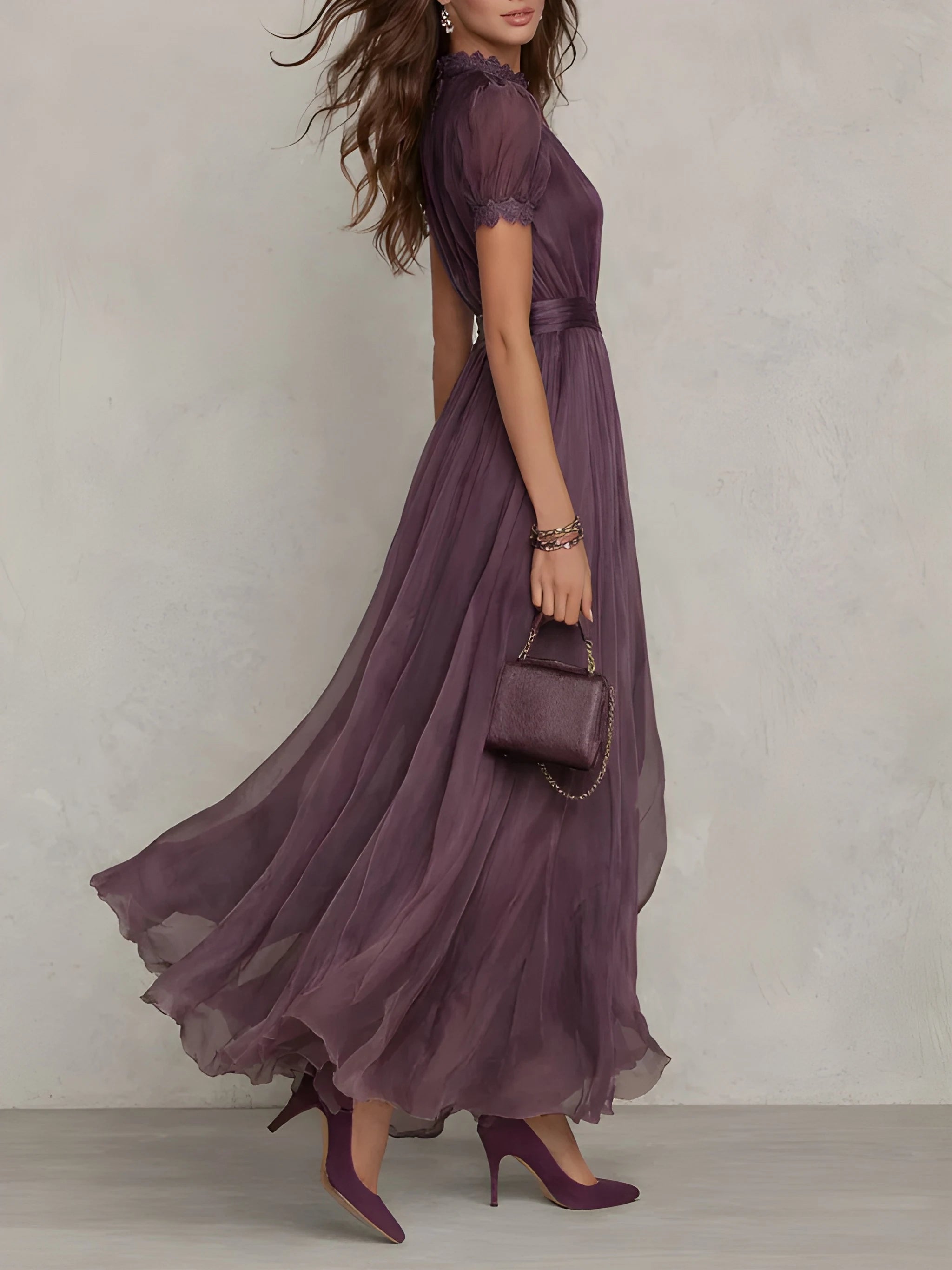 Women's Elegant Vintage Maxi Summer Dress with Keyhole
