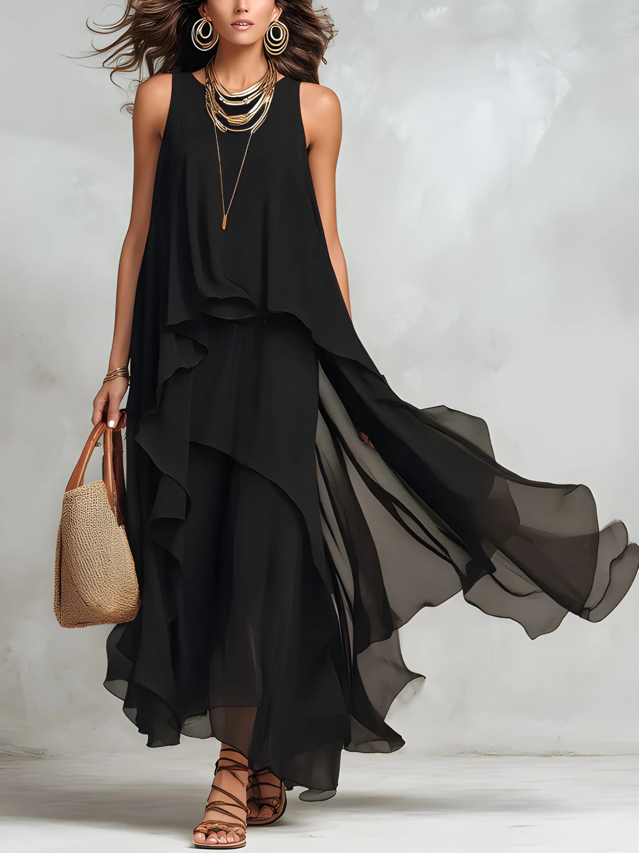 Women's Casual Elegant Maxi Summer Dress with Tiered Skirt
