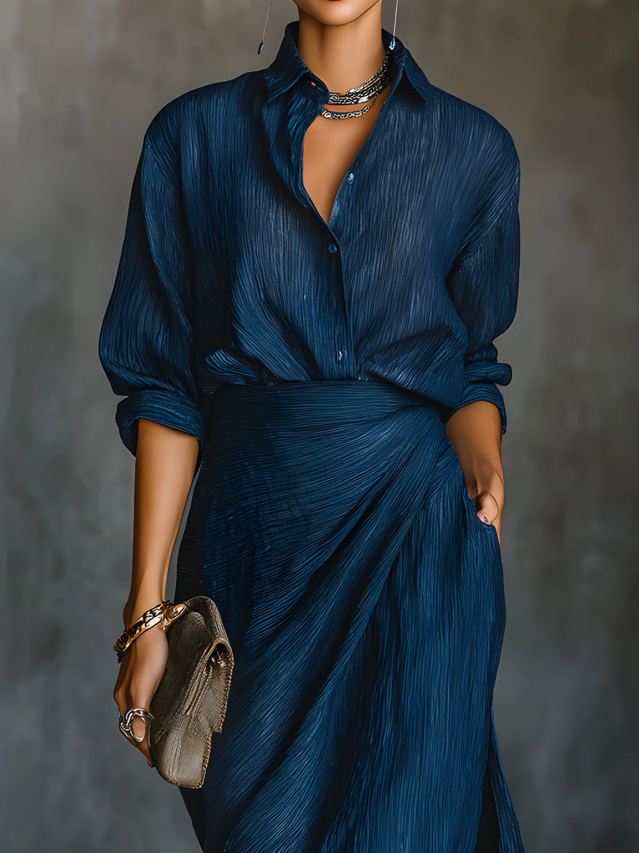 Women's Casual Flowy Maxi Summer Dress with Long Sleeve