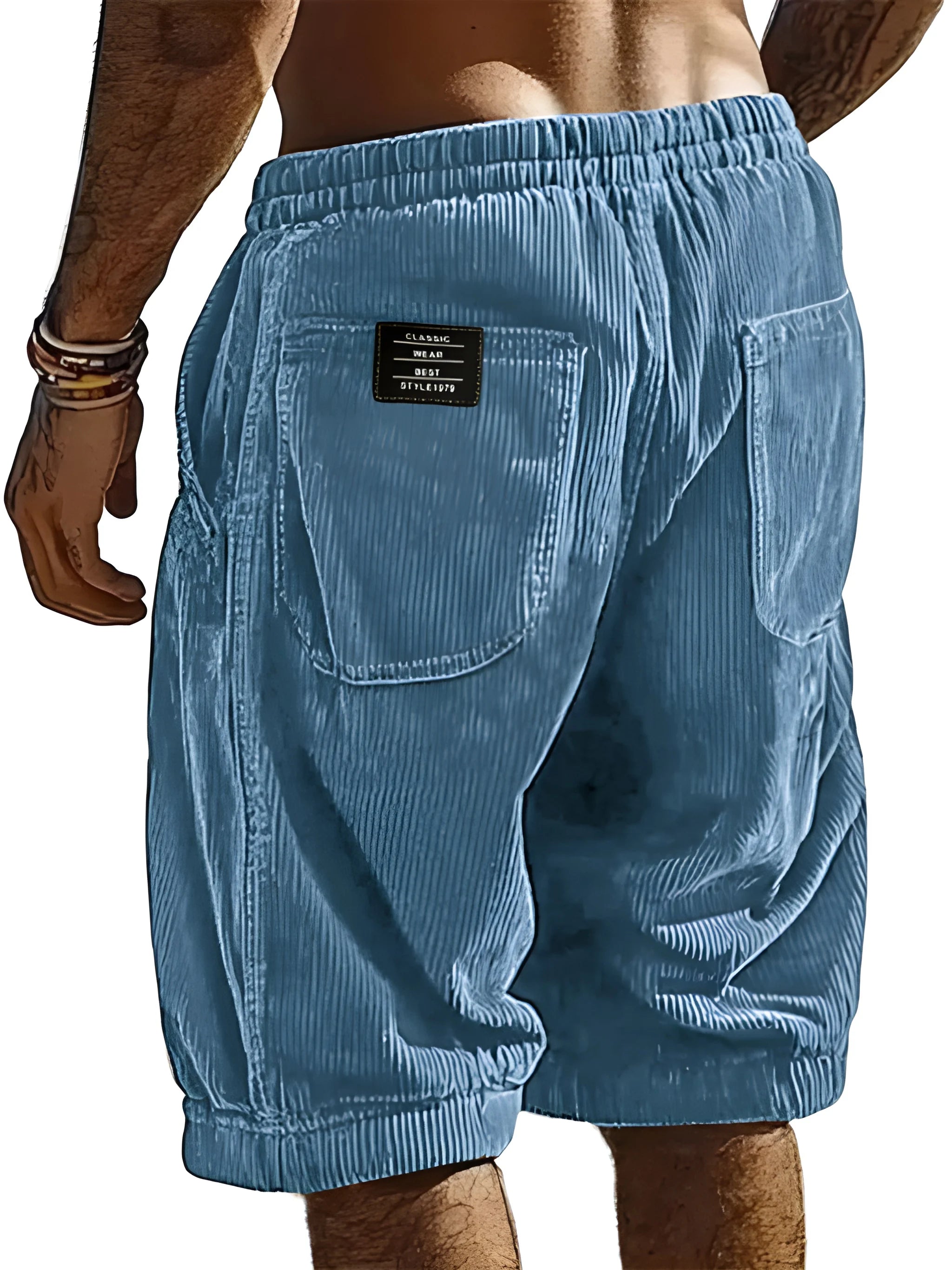 Men's Casual Cargo Shorts with Elastic Waist and Pockets
