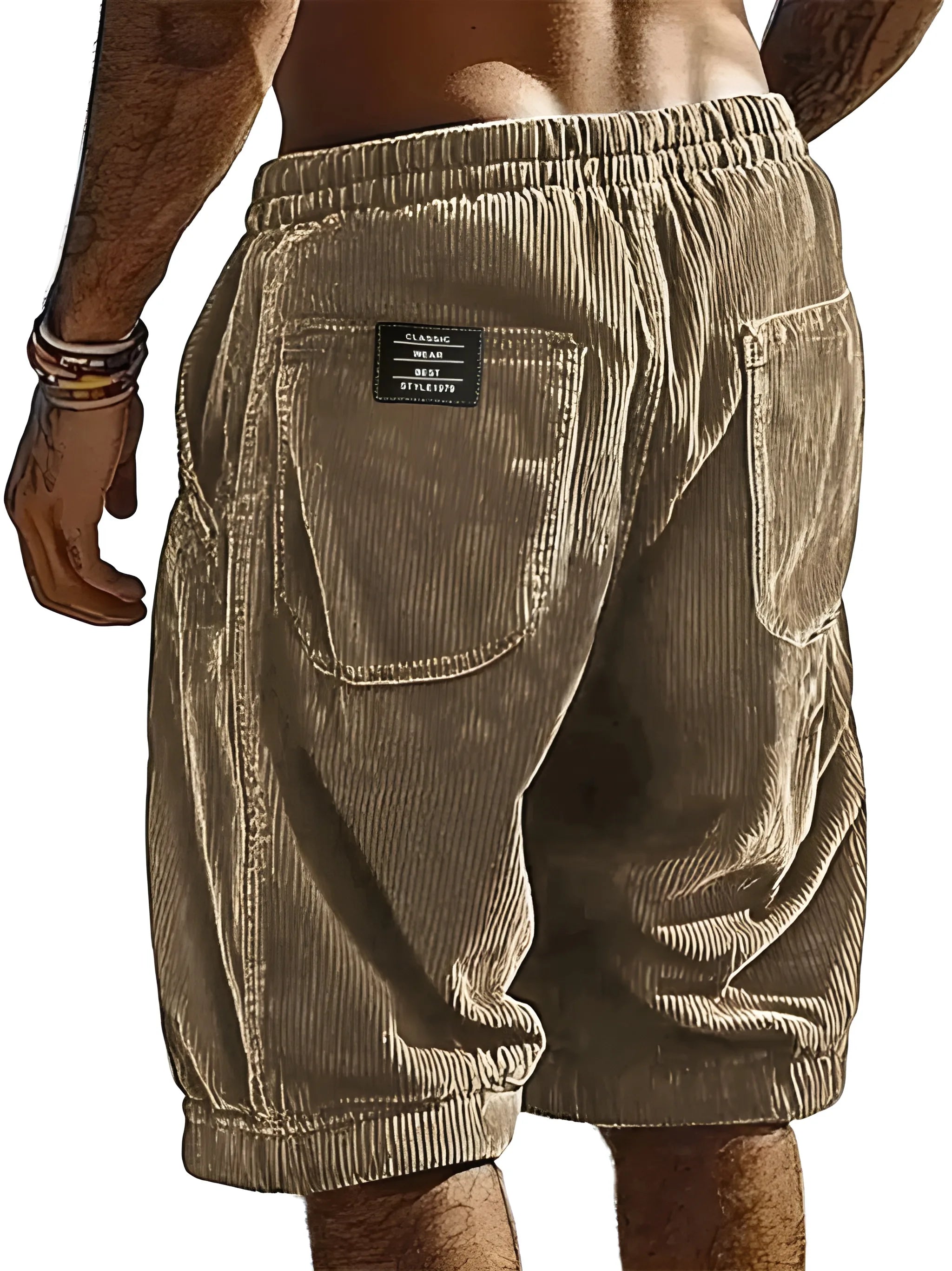 Men's Casual Cargo Shorts with Elastic Waist and Pockets