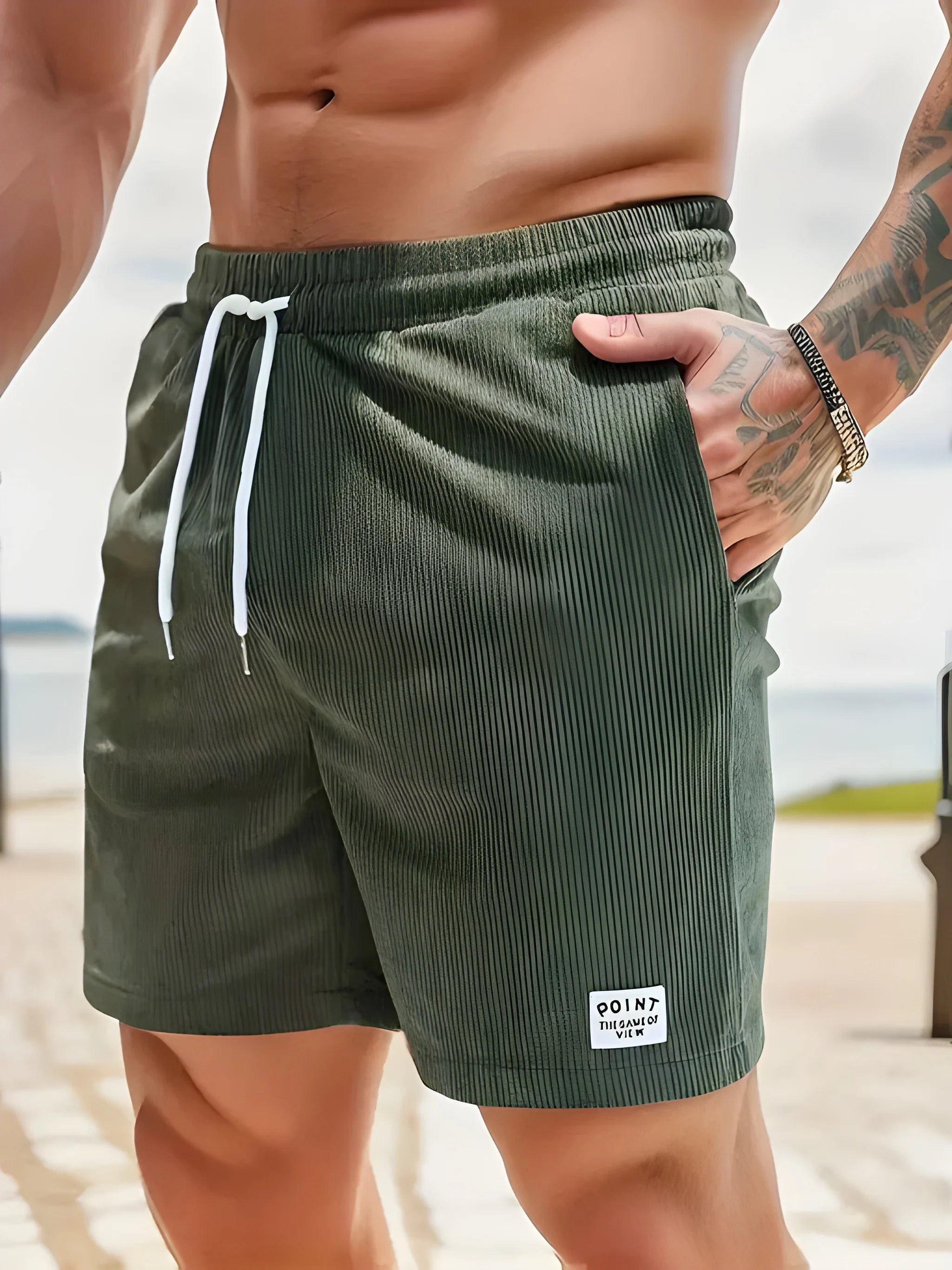 Men's Summer Leisure Shorts with Drawstring Waist and Pockets